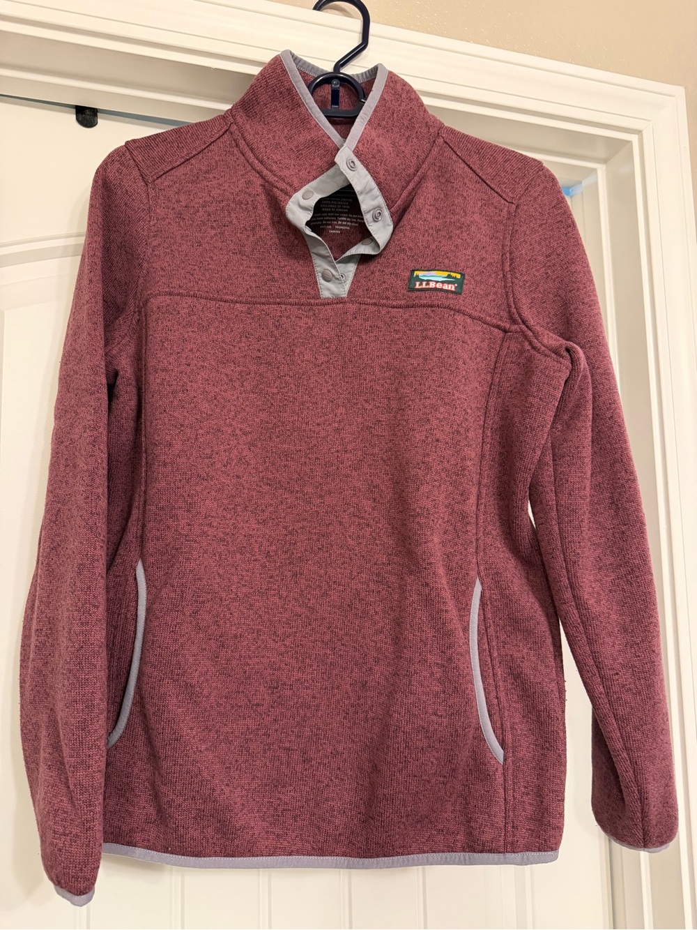 Women's L.L.Bean Sweater Fleece 1/4 Snap Pullover Eggplant Small Reg.